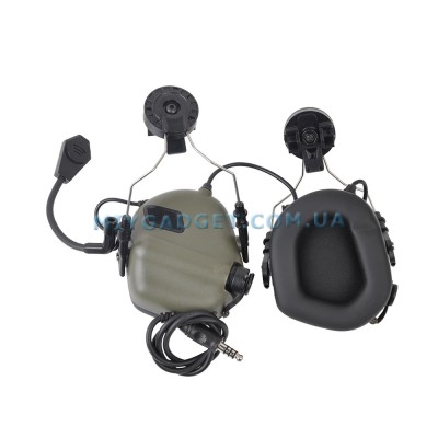 Тактические наушники EArmor M32H MOD3 для шлема с микрофоном green