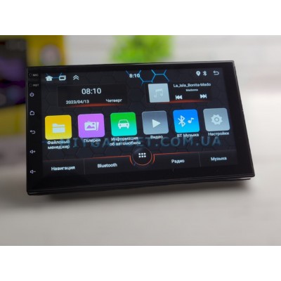 Магнітола для авто 2DIN Android 14, Wi-Fi, Bluetooth, 2-32GB, GPS-навігація, ARM Cortex A7