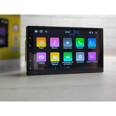Автомагнітола 2DIN, Android 14, Bluetooth-модуль, GPS-навігація, Wi-Fi, ARM Cortex A7