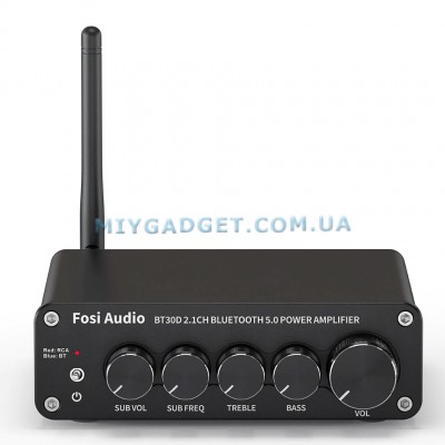 Підсилювач звуку Fosi Audio BT30D black. Bluetooth 5.0, 2x50W+100W